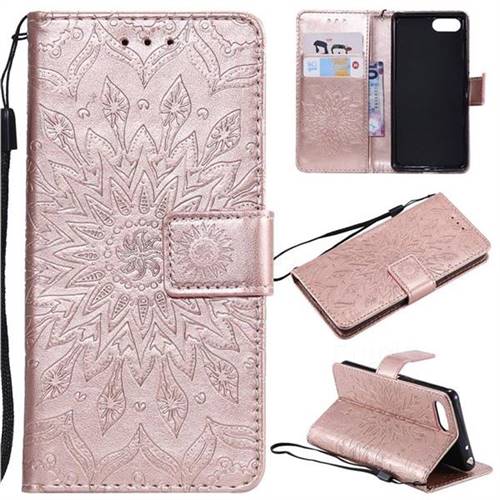 Embossing Sunflower Leather Wallet Case For Sony Xperia Xz4 Compact Rose Gold Sony Xperia Xz4 Compact Cases Guuds
