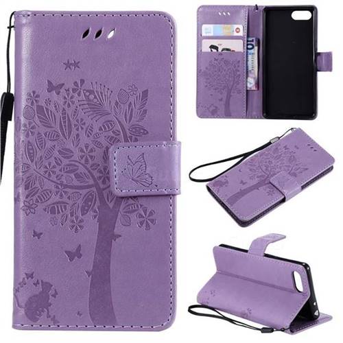 Embossing Butterfly Tree Leather Wallet Case for Sony Xperia XZ4 Compact - Violet