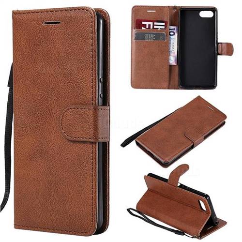Retro Greek Classic Smooth PU Leather Wallet Phone Case for Sony Xperia XZ4 Compact - Brown