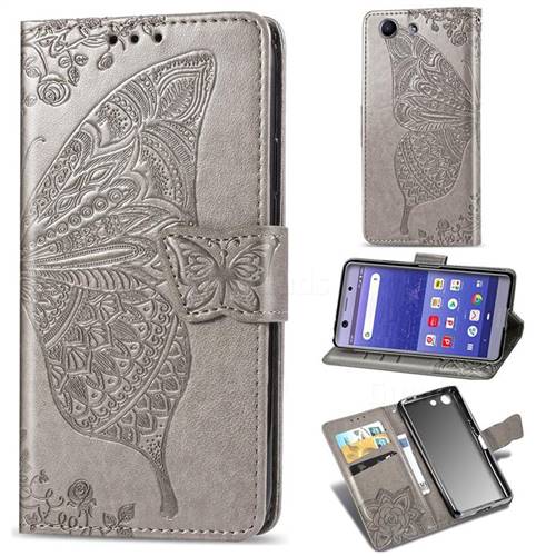 Embossing Mandala Flower Butterfly Leather Wallet Case for Sony Xperia XZ4 Compact - Gray