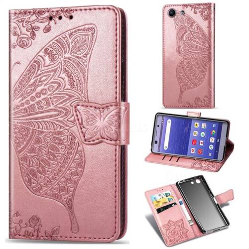 Embossing Mandala Flower Butterfly Leather Wallet Case for Sony Xperia XZ4 Compact - Rose Gold