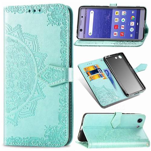 Embossing Imprint Mandala Flower Leather Wallet Case for Sony Xperia XZ4 Compact - Green