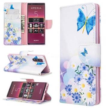 Butterflies Flowers Leather Wallet Case for Sony Xperia 5 / Xperia XZ5
