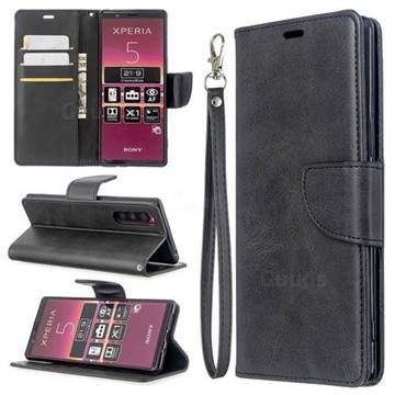 Classic Sheepskin PU Leather Phone Wallet Case for Sony Xperia 5 / Xperia XZ5 - Black