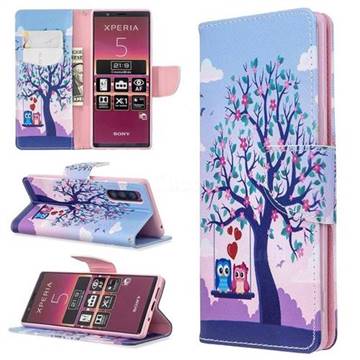 Tree and Owls Leather Wallet Case for Sony Xperia 5 / Xperia XZ5