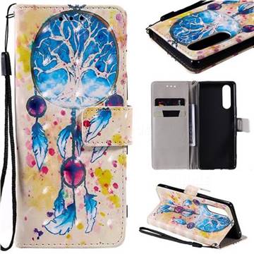 Blue Dream Catcher 3D Painted Leather Wallet Case for Sony Xperia 5 / Xperia XZ5
