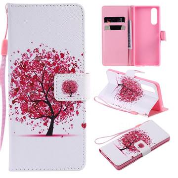 Colored Red Tree PU Leather Wallet Case for Sony Xperia 5 / Xperia XZ5