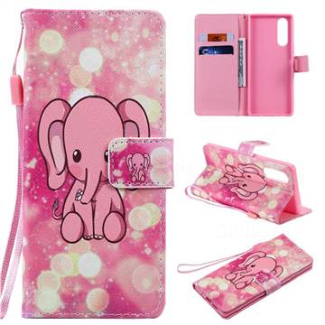 Pink Elephant PU Leather Wallet Case for Sony Xperia 5 / Xperia XZ5