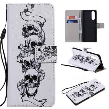 Skull Head PU Leather Wallet Case for Sony Xperia 5 / Xperia XZ5