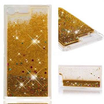 Dynamic Liquid Glitter Quicksand Sequins TPU Phone Case for Sony Xperia XZ Premium XZP - Golden