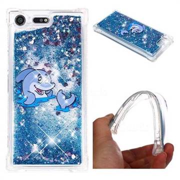 Happy Dolphin Dynamic Liquid Glitter Sand Quicksand Star TPU Case for Sony Xperia XZ Premium XZP
