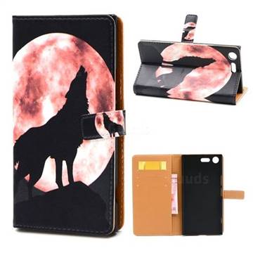 Moon Wolf Leather Wallet Case for Sony Xperia XZ Premium XZP