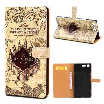 The Marauders Map Leather Wallet Case for Sony Xperia XZ Premium XZP