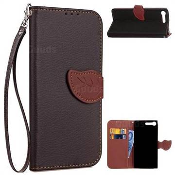 Leaf Buckle Litchi Leather Wallet Phone Case for Sony Xperia XZ Premium XZP - Black