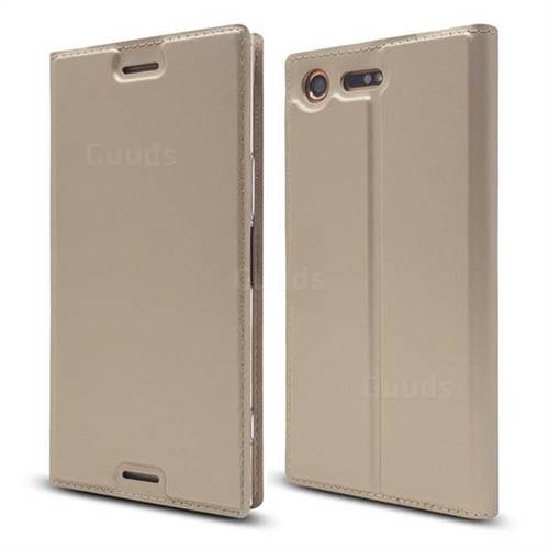 Ultra Slim Card Magnetic Automatic Suction Leather Wallet Case for Sony Xperia XZ Premium XZP - Champagne