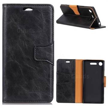 MURREN Luxury Crazy Horse PU Leather Wallet Phone Case for Sony Xperia XZ Premium XZP - Black