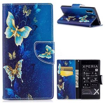 Golden Butterflies Leather Wallet Case for Sony Xperia XZs