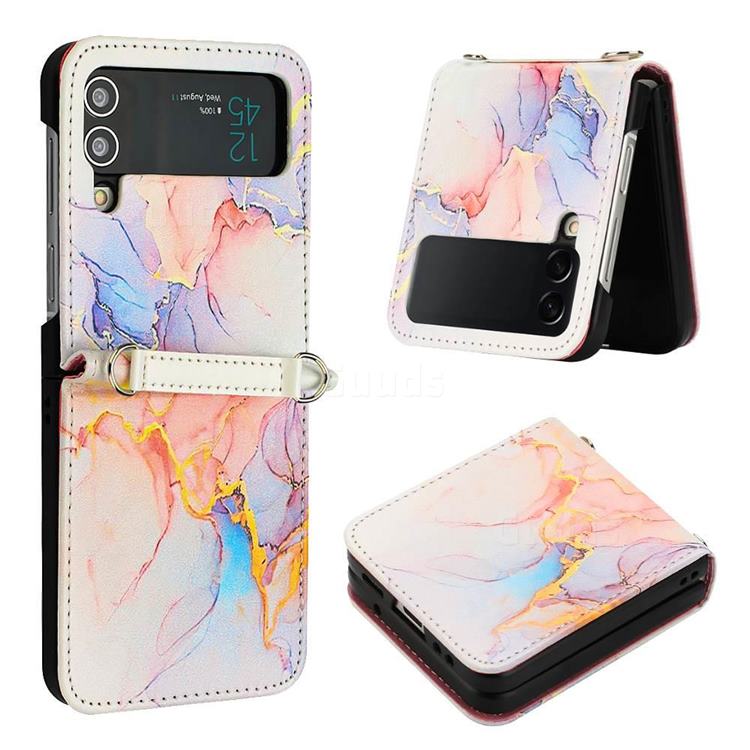 Galaxy Dream Marble Leather Wallet Protective Case for Samsung Galaxy Z Flip3 5G