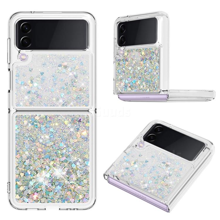 Dynamic Liquid Glitter Sand Quicksand Star TPU Case for Samsung Galaxy Z Flip3 5G - Silver