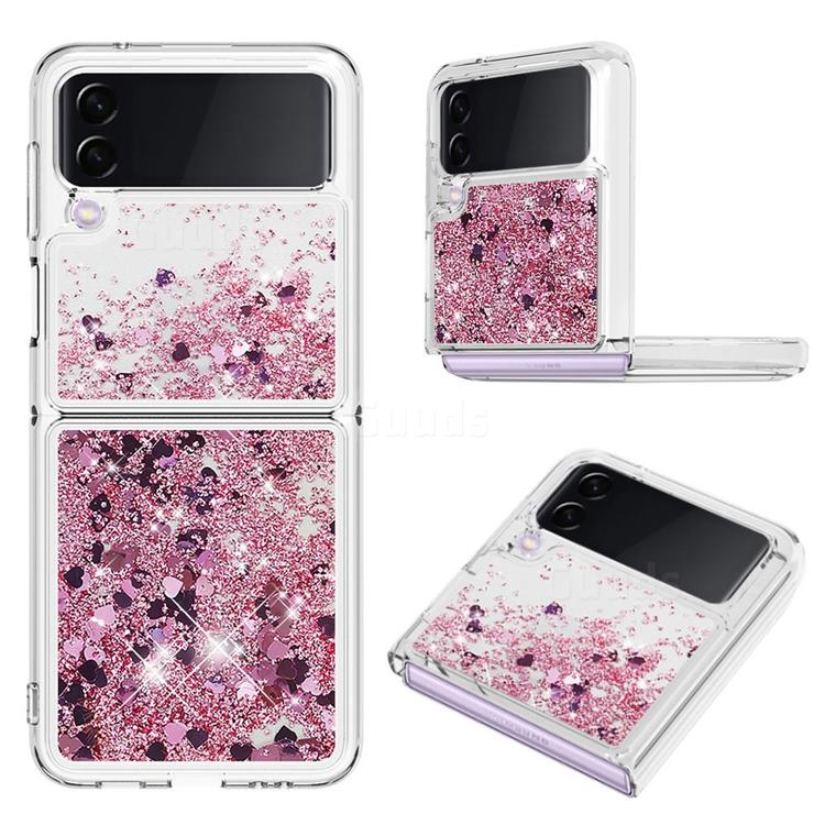 Dynamic Liquid Glitter Sand Quicksand Star TPU Case for Samsung Galaxy Z Flip3 5G - Diamond Rose