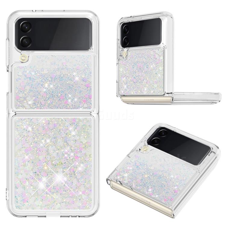 Dynamic Liquid Glitter Sand Quicksand Star TPU Case for Samsung Galaxy Z Flip4 - Pink