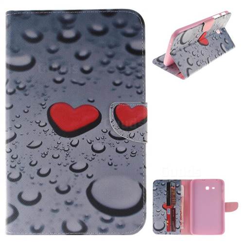 Heart Raindrop Painting Tablet Leather Wallet Flip Cover for Samsung Galaxy Tab 3 Lite 7.0 T110 T113