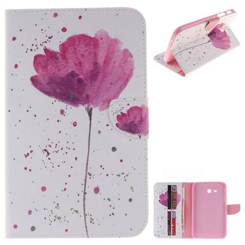 Purple Orchid Painting Tablet Leather Wallet Flip Cover for Samsung Galaxy Tab 3 Lite 7.0 T110 T113