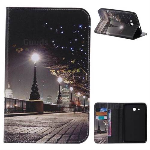 City Night View Folio Flip Stand Leather Wallet Case for Samsung Galaxy Tab 3 Lite 7.0 T110 T113