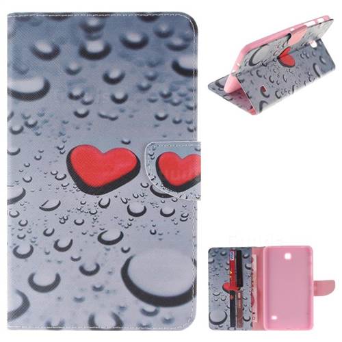 Heart Raindrop Painting Tablet Leather Wallet Flip Cover for Samsung Galaxy Tab 4 7.0 T230 T231 T235