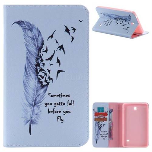 Feather Birds Folio Flip Stand Leather Wallet Case for Samsung Galaxy Tab 4 7.0 T230 T231 T235