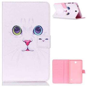 White Cat Folio Stand Leather Wallet Case for Samsung Galaxy Tab 4 7.0 T230 T231 T235