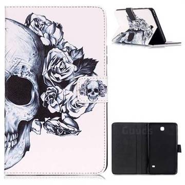 Skull Flower Folio Stand Leather Wallet Case for Samsung Galaxy Tab 4 7.0 T230 T231 T235