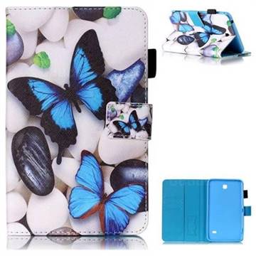 Blue Butterflies Folio Stand Leather Wallet Case for Samsung Galaxy Tab 4 7.0 T230 T231 T235