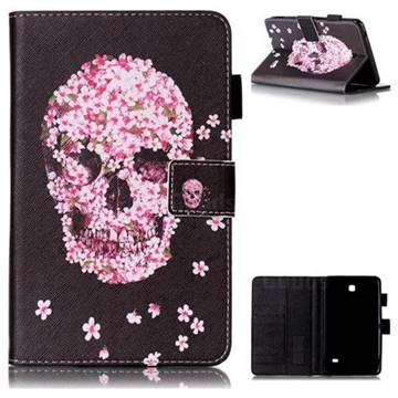 Petals Skulls Folio Stand Leather Wallet Case for Samsung Galaxy Tab 4 7.0 T230 T231 T235