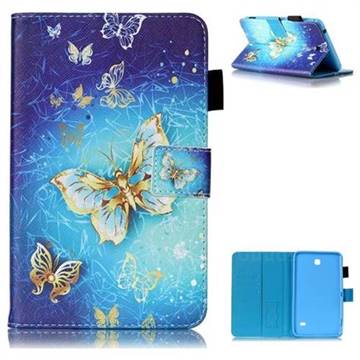 Gold Butterfly Folio Stand Leather Wallet Case for Samsung Galaxy Tab 4 7.0 T230 T231 T235