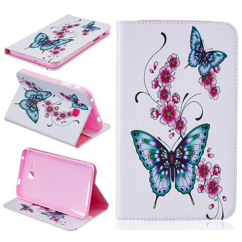 Peach Butterflies Folio Stand Leather Wallet Case for Samsung Galaxy Tab A 7.0 (2016) T280 T285
