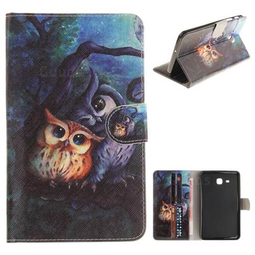 Oil Painting Owl Painting Tablet Leather Wallet Flip Cover for Samsung Galaxy Tab A 7.0 (2016) T280 T285