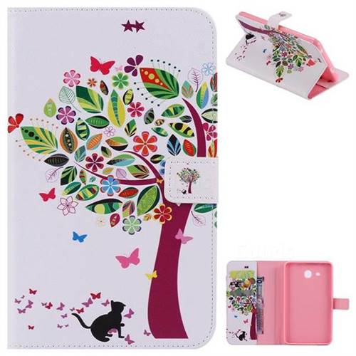 Cat and Tree Folio Flip Stand Leather Wallet Case for Samsung Galaxy Tab A 7.0 (2016) T280 T285