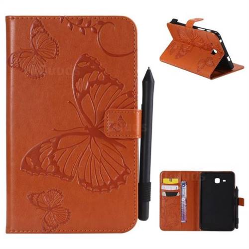 Embossing 3D Butterfly Leather Wallet Case for Samsung Galaxy Tab A 7.0 (2016) T280 T285 - Orange