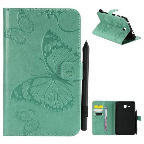 Embossing 3D Butterfly Leather Wallet Case for Samsung Galaxy Tab A 7.0 (2016) T280 T285 - Green