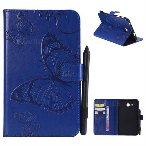 Embossing 3D Butterfly Leather Wallet Case for Samsung Galaxy Tab A 7.0 (2016) T280 T285 - Blue