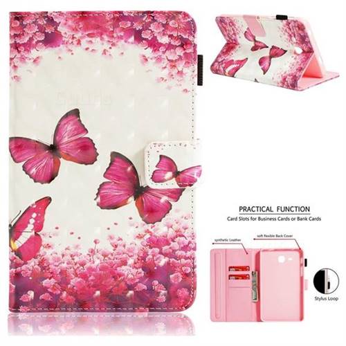 Rose Butterfly 3D Painted Leather Wallet Tablet Case for Samsung Galaxy Tab A 7.0 (2016) T280 T285