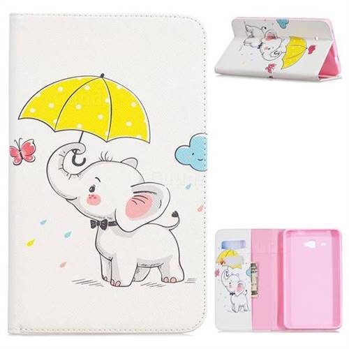 Umbrella Elephant Folio Stand Tablet Leather Wallet Case for Samsung Galaxy Tab A 7.0 (2016) T280 T285