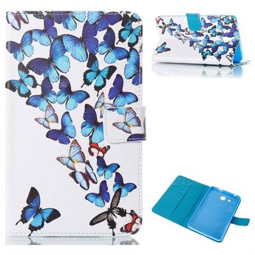 Blue Vivid Butterflies Folio Stand Leather Wallet Case for Samsung Galaxy Tab A 7.0 (2016) T280 T285