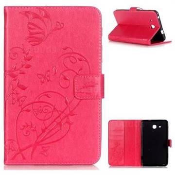 Embossing Butterfly Flower Leather Wallet Case for Samsung Galaxy Tab A 7.0 (2016) T280 T285 - Pink