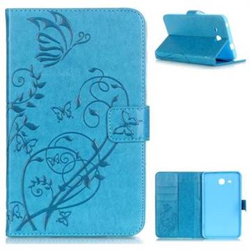 Embossing Butterfly Flower Leather Wallet Case for Samsung Galaxy Tab A 7.0 (2016) T280 T285 - Champagne