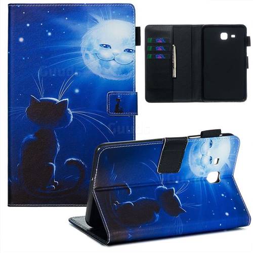 Cat and Moon Matte Leather Wallet Tablet Case for Samsung Galaxy Tab A 7.0 (2016) T280 T285