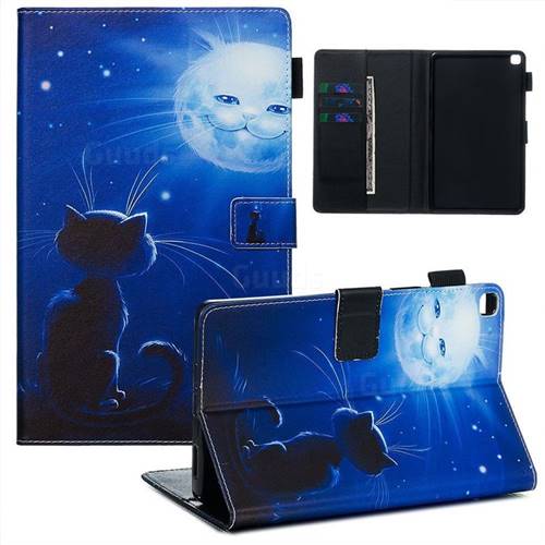 Cat and Moon Matte Leather Wallet Tablet Case for Samsung Galaxy Tab A 8.0 (2019) T290 T295