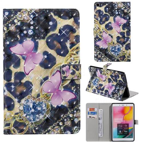 Violet Butterfly 3D Painted Tablet Leather Wallet Case for Samsung Galaxy Tab A 8.0 (2019) T290 T295