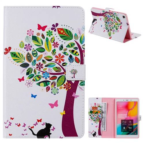 Cat and Tree Folio Flip Stand Leather Wallet Case for Samsung Galaxy Tab A 8.0 (2019) T290 T295